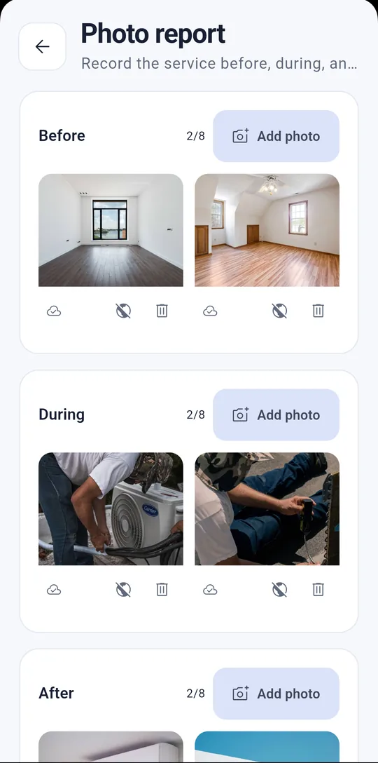 Before, during and after photos