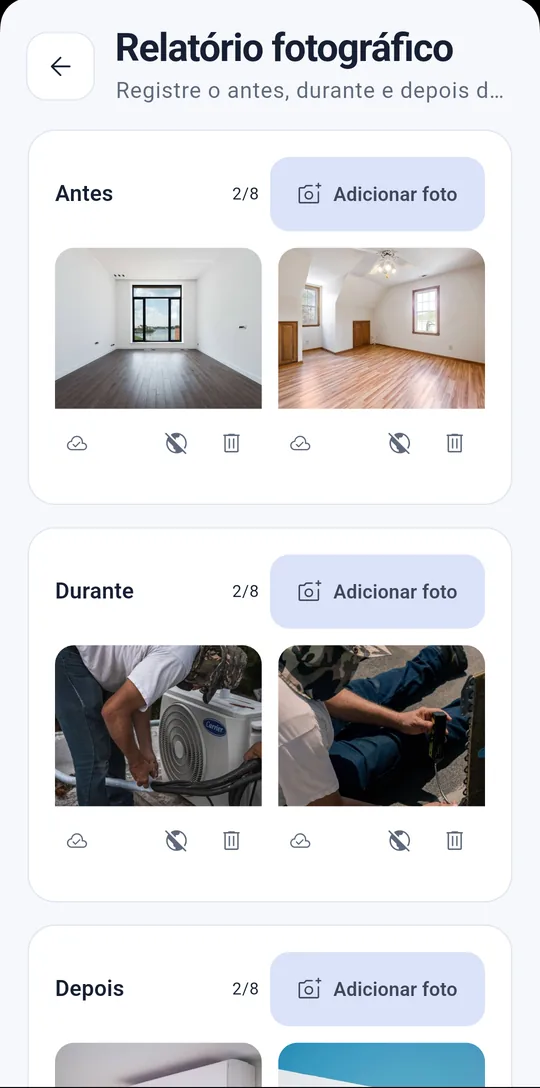 Fotos de antes, durante e depois